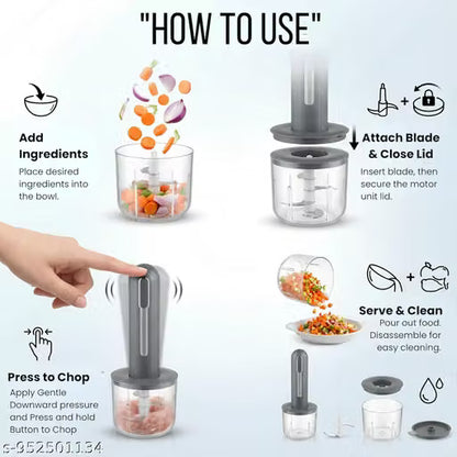 Mini Electric Chopper| Dual Bowls 400ml & 200ml| Rechargeable Cutter